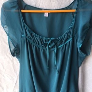 Sheer Blouse with Ribbon Tie